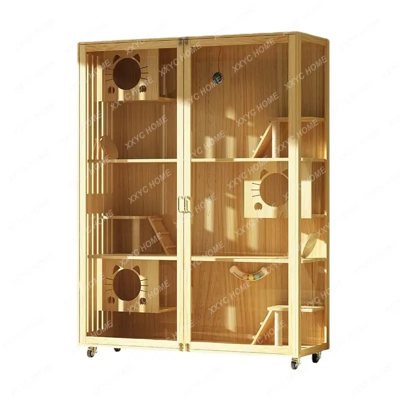 

Cat Cage Villa Solid Wood Japanese Luxury Home Indoor Giant Cat Cage Cat House Super Large Wooden Free Large Cat Nest