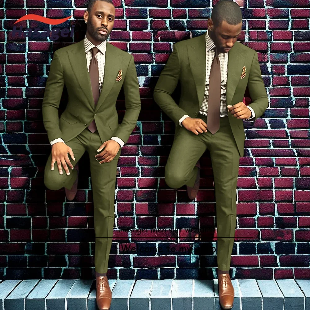 Burgundy Business Men's Suit Slim Fit Jacket and Pants 2-piece Set Formal Office Blazer Groom Wedding Tuxedo