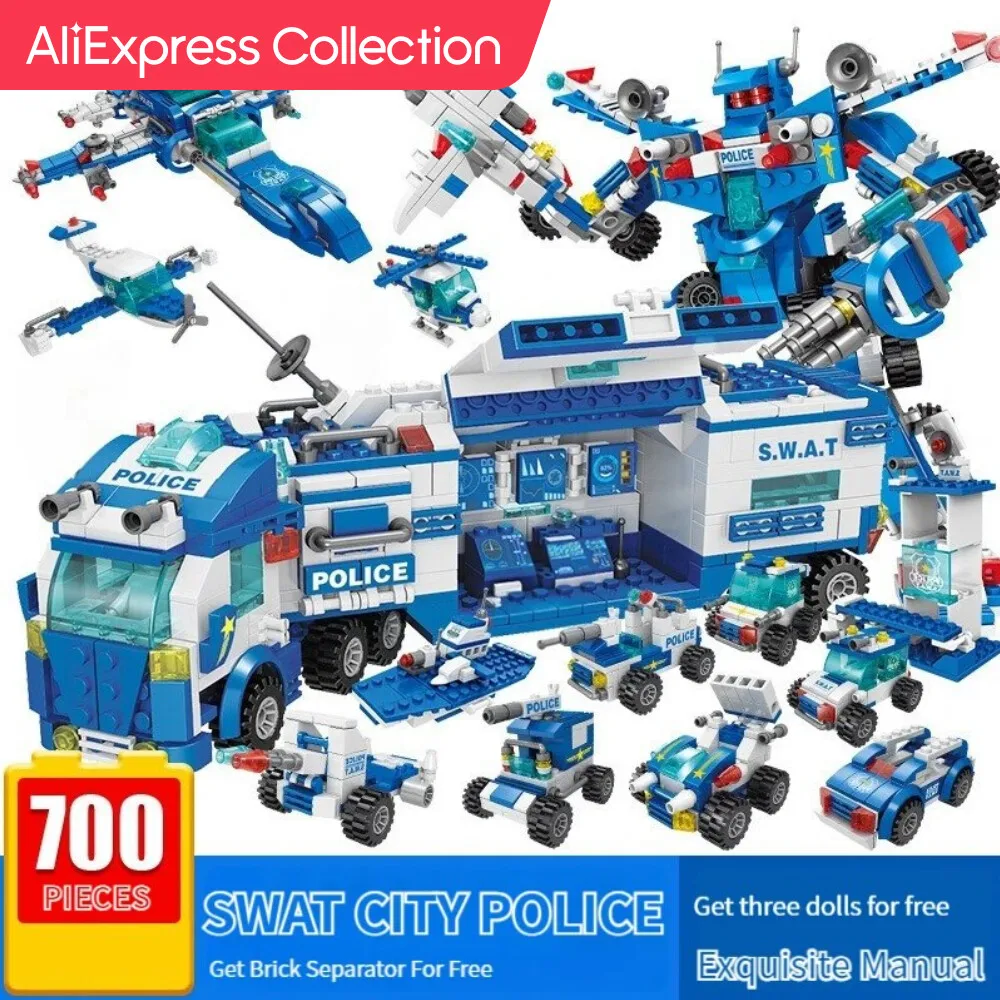 Aliexpress Collection 700Pcs City Patrol Police Department Car Building Blocks Camion Di Veicoli Ispirati Action Figures Brick Toys