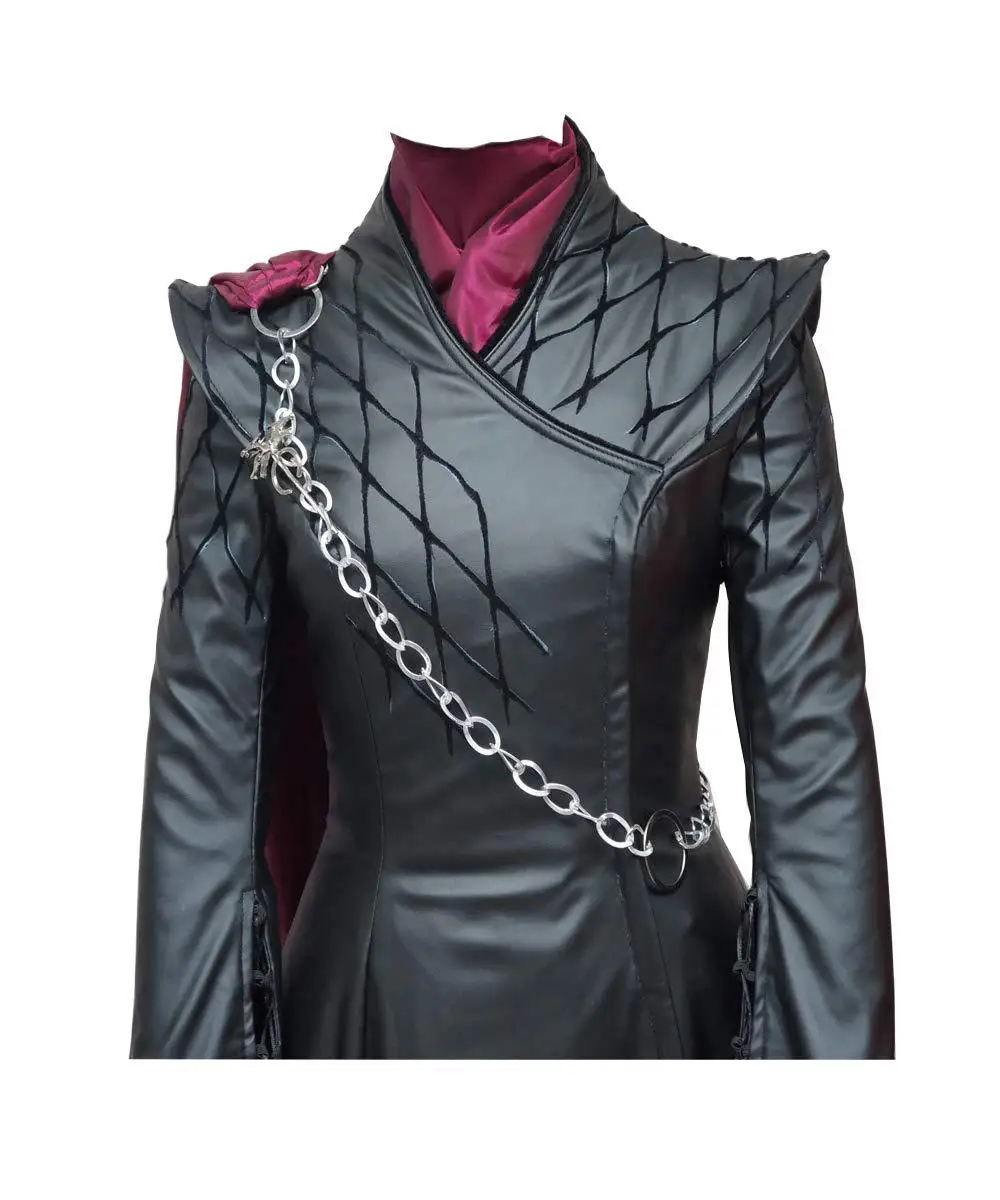Daenerys Cosplay Costume Black Jacket Long Cape Movie Cosplay Full