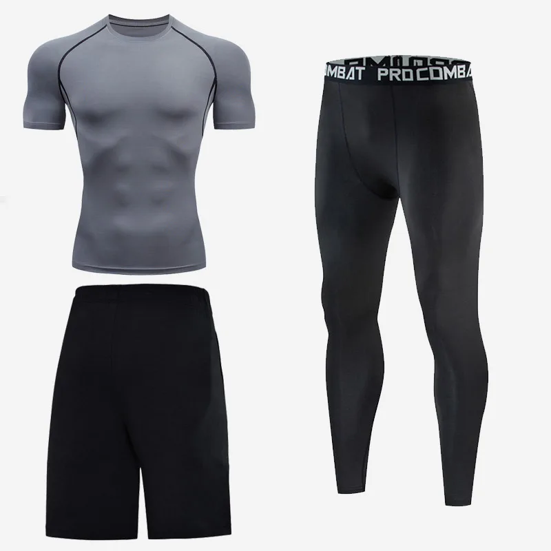 Sports Suit Men's Running Gym Clothes Running Clothes Cycling Tight Spring, Autumn and Winter Quick-Drying Clothes
