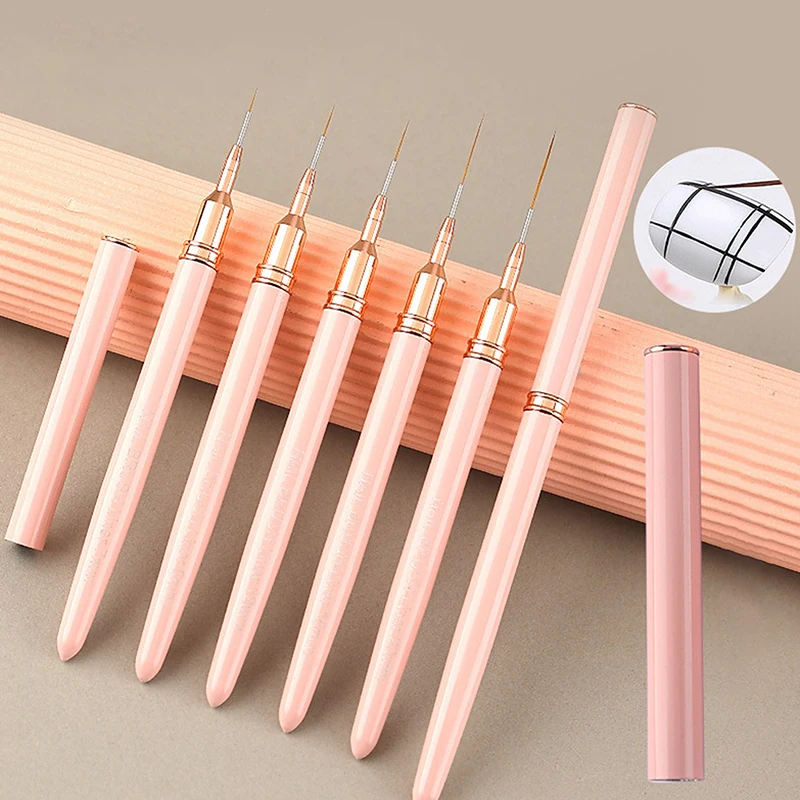 5pcs Nail Art Liner Brush Set UV Gel Nail Brushes Kits French Stripe Line Painting Drawing Flower Pen Professional Manicure Tool