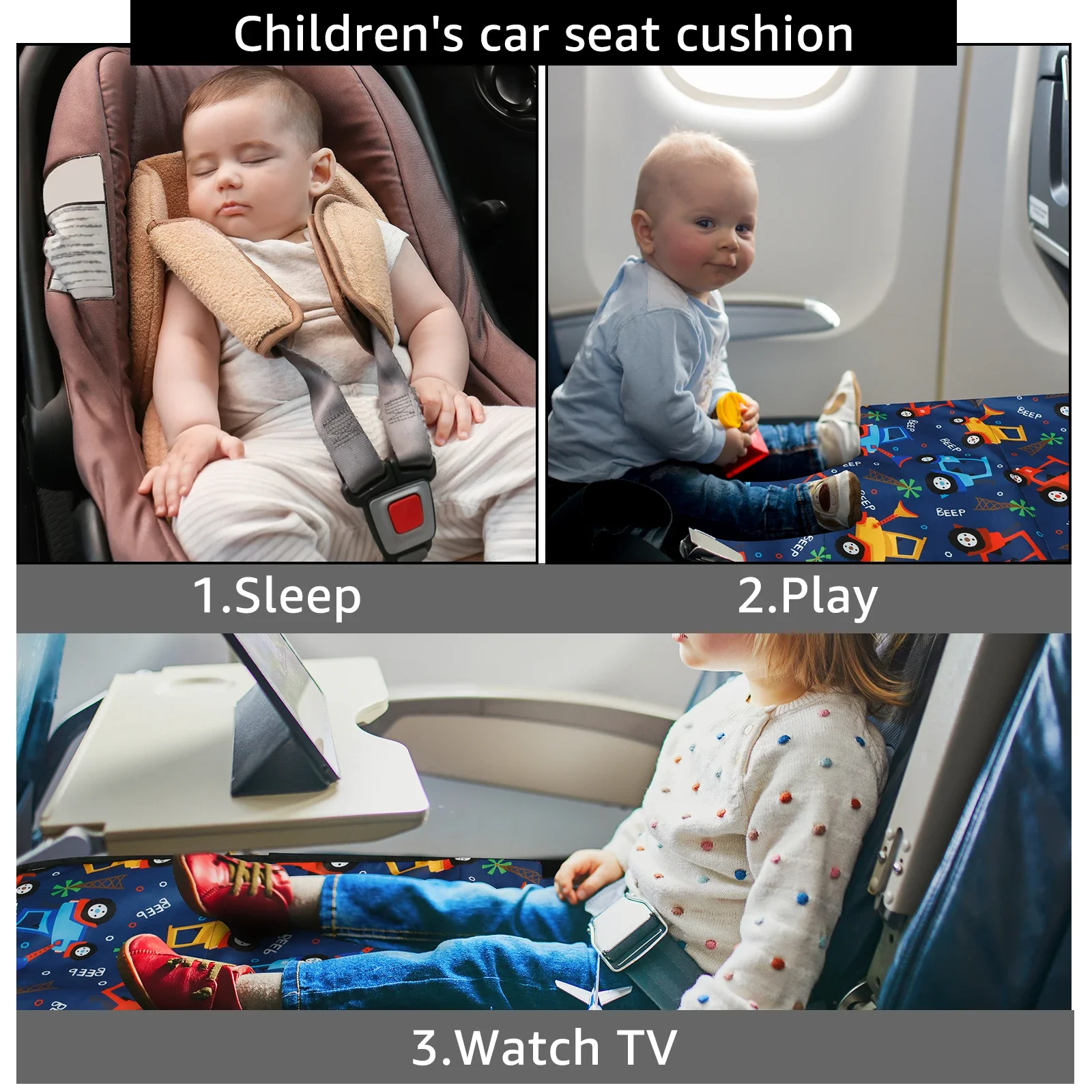 Kids Travel Airplane Pedal Bed Portable Seat Baby Hammock Extender Anti-Slip Design Stickers Oxford Cloth Leg Rest For