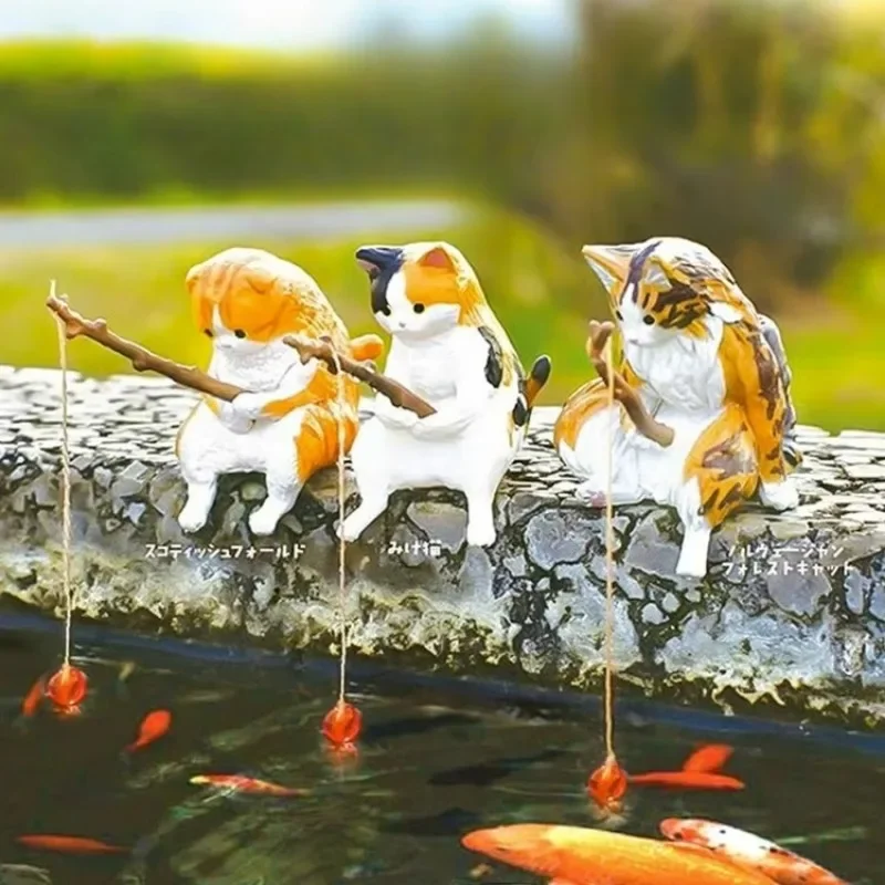 Fishing cat Car Interior Decoration Cute Resin With Pipe Glasses Auto Rearview Mirror Pendant Air outlet For Car Accessories