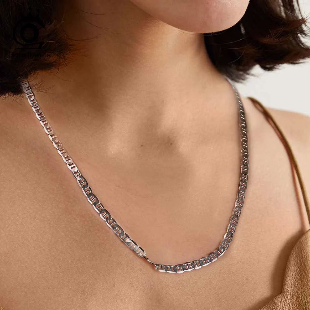 ORSA JEWELS Italian 925 Sterling Silver 2.6mm 3.7mm 5.0mm Flat Mariner Chain Necklace for Women Men Fashion Silver Jewelry SC78 3