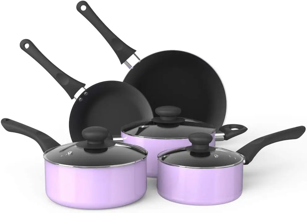 

Aluminum Alloy Non-Stick Cookware Set, Pots and Pans - 8-Piece Set (Light Purple)