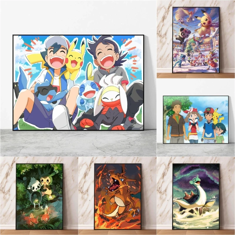 

Canvas Artwork Painting Pokemon Pikachu Room Home Children's Bedroom Decor Friends Gifts Comics Pictures Decoration Paintings