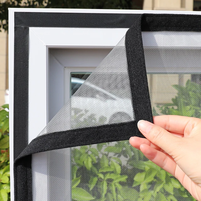 1PC Gray Self-Adhesive Window Screen Net, Reusable Mosquito Insect Protection, Fits Various Window Sizes, Easy to Remove & Clean 2