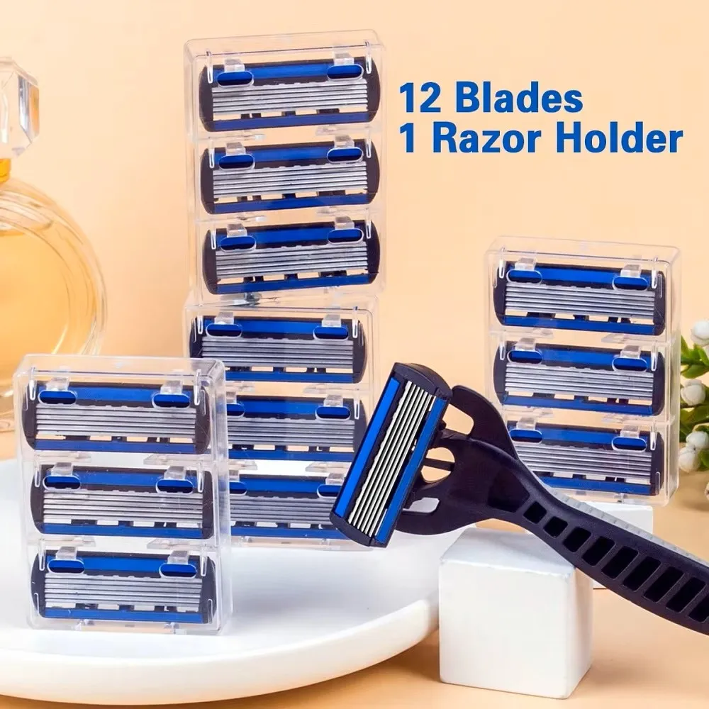 Razor Shaver Men's Manual Safety Razor 6-layer Stainless Steel Hair Removal Knife Replaceable Head Tools