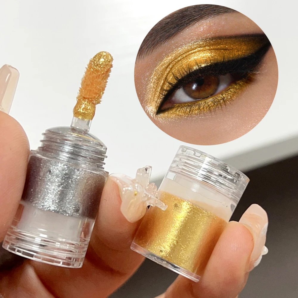 Eye Shadow Eye Shadow Plate 3 Colors Waterproof Pearlescent Glitter Gold Silver Eyeshadow Palette Lasting Shimmer Highlighter Set