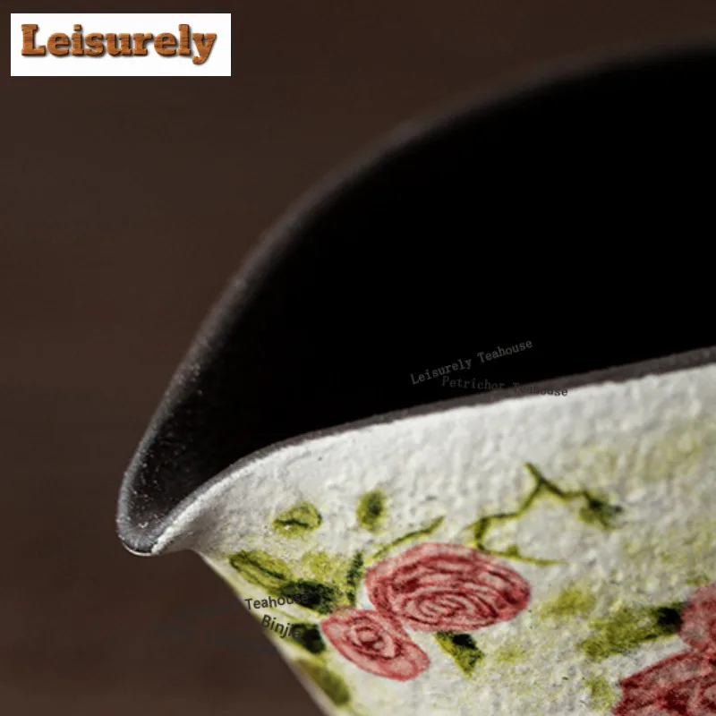 180ML Oil Painting Rose Whisper Tea Pitcher Tea Divider Cha Hai Dispenser Household Justice Cup Fair Mug Drinkware Supplies Gift