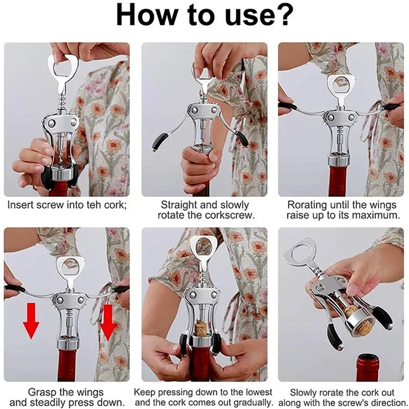 Zinc Alloy Bottle Opener, Corkscrew, Waiters Corkscrew, Cork and Beer Cap, Bottles Openers, Remover
