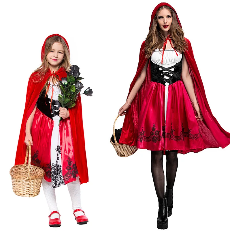 

Halloween Womens Girls Little Red Riding Hood Costume Ladies Fairytale Storybook Book Week Fancy Dress