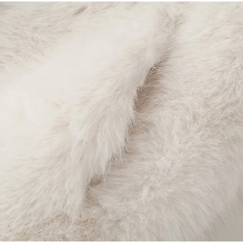 Fluffy Faux Fur Coat Women Elegant Loose Lapel Plush Long Sleeve Buckle Thick Jacket Autumn Winter Solid Warm Overcoat New