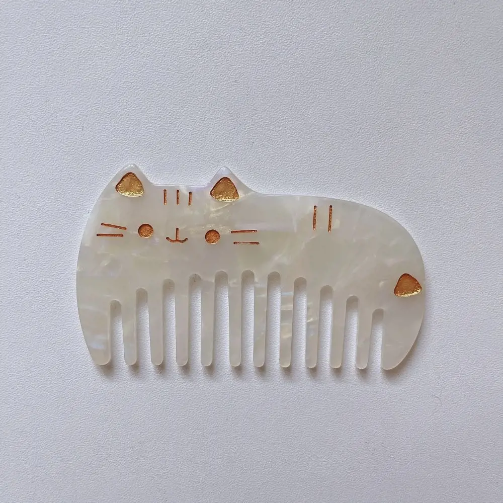 Acetate Hair Combs New Colorful Wide Teeth Hairdressing Comb Cute Cat Anti Static Washing Comb Women