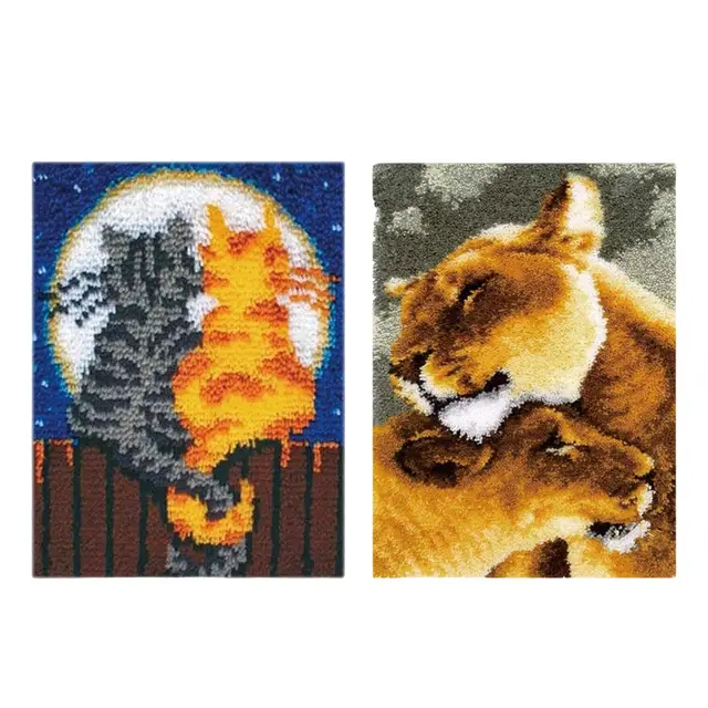 Cat&Lion Latch Hooked Rug Kits 1