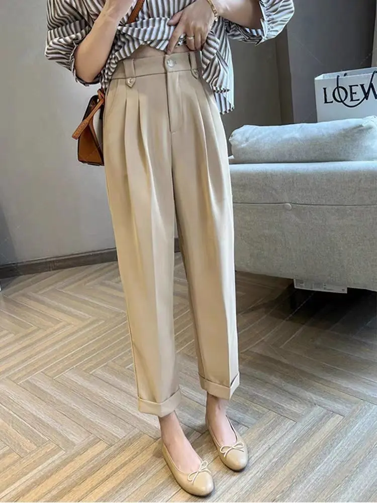 

Spring/summer 2023 Split Straight Suit Women's Loose High Waist Retro Curled Casual Harun Pants