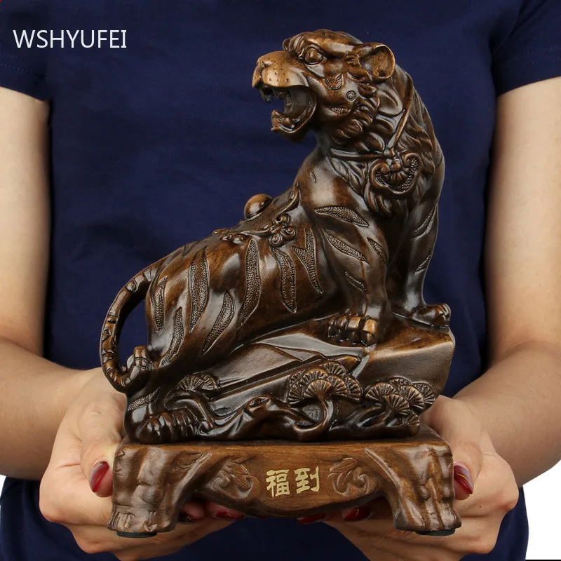 Feng Shui Chinese Zodiac Tiger Figurine Ornaments Home Resin Crafts