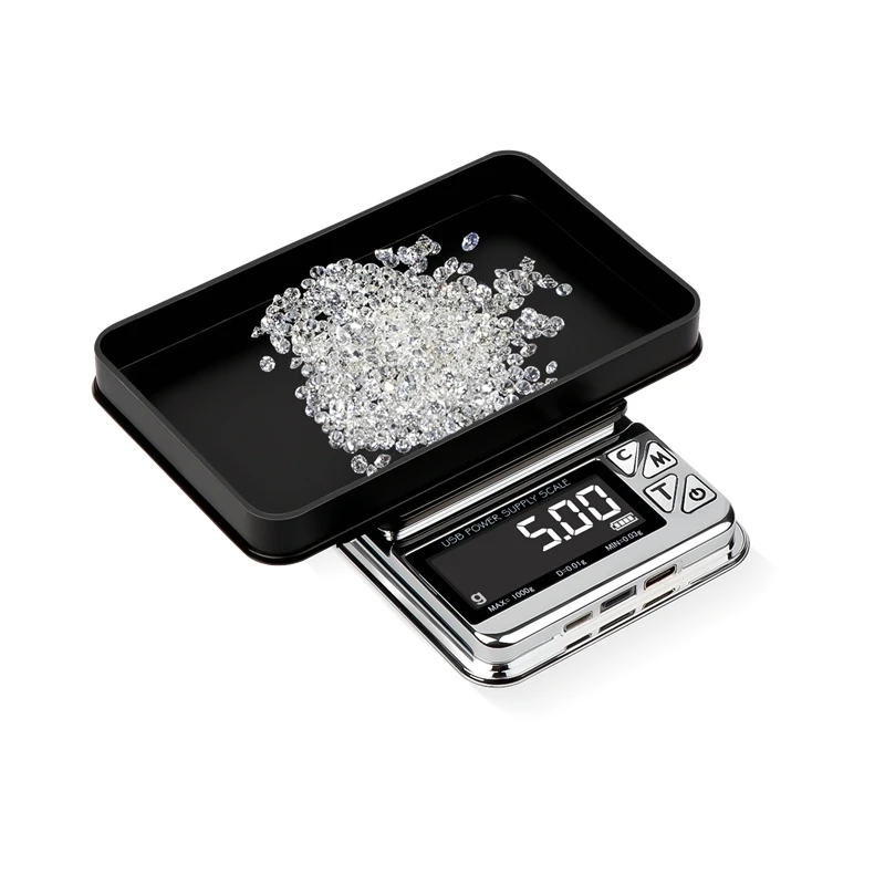 Precision 0.01g Mini Digital Pocket Scale USB Type C Power LCD Stainless Electronic Jewelry Gold Count Daily Balance Gram Scales