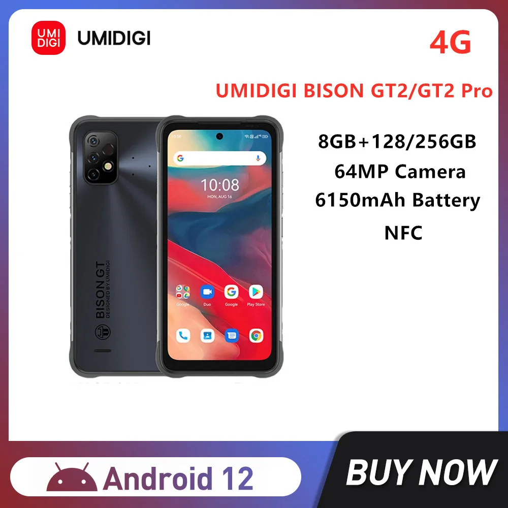 

UMIDIGI BISON GT2/GT2 Pro 4G надежные смартфоны 8 ГБ + 128/256 ГБ 6,5 ''Android 12 Helio G95 Восьмиядерный 64 мп камера NFC 6150 мАч телефон