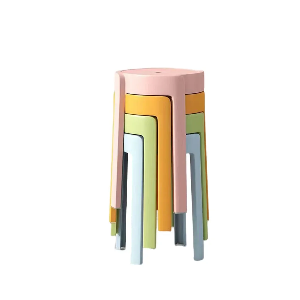 

Plastics Dining Stools High Foot Stool Household Chairs Living Room Modern Stackable Windmill Round Chair