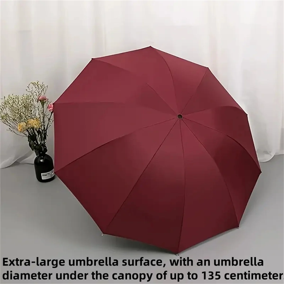 Large size super large umbrella for men and women, three-person double-use umbrella for sun and rain, strengthening, student fol 5