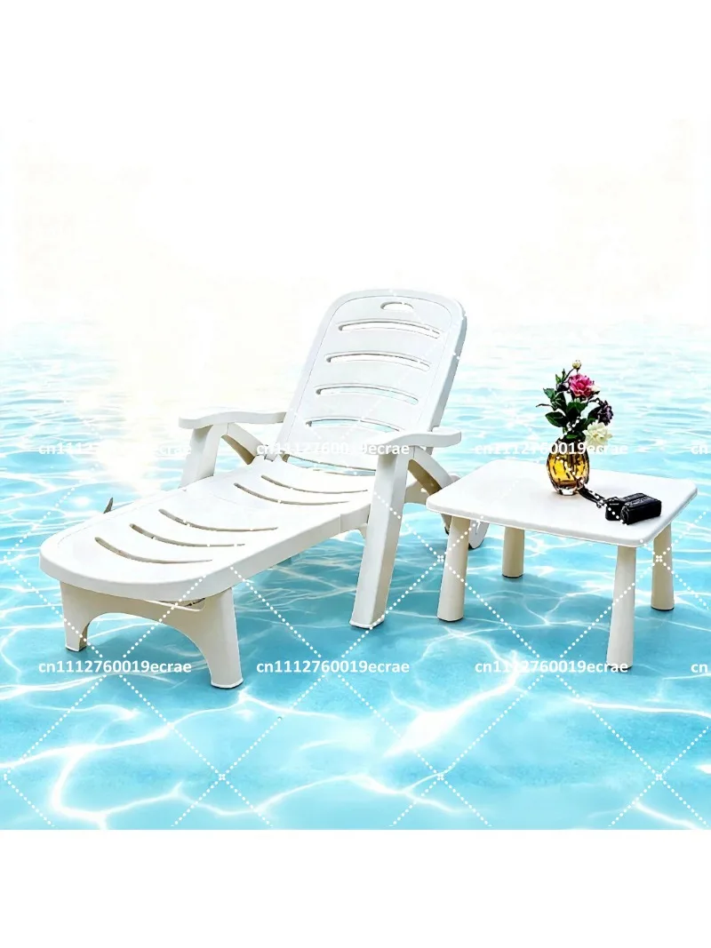 Sedia a Sdraio Pieghevole da Spiaggia con Schienale Regolabile, Reclinabile Portatile per Relax a Bordo Piscina, Giardino e Esterni - immagine 5
