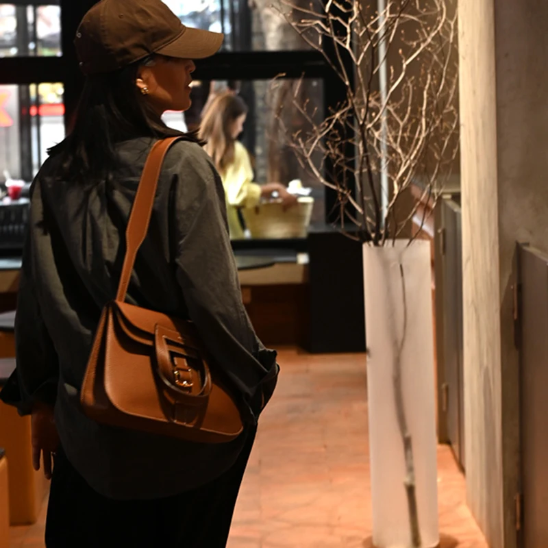 3.8 cm Wide Leather Bag Shoulder Strap Top Layer Cow Leather Halzan Modified Diagonal Wide Shoulder Strap TOGO Etoupe Bag