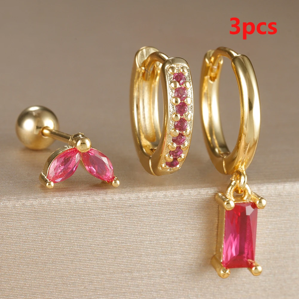 Elegant Rose Red Zircon Earrings