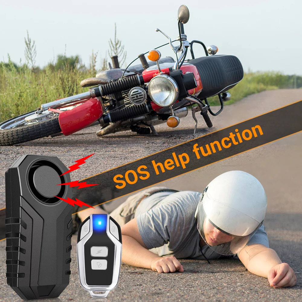 Ouspow Motorcycle Bike Wireless Remote Control Alarm Vibration Sensor 113dB Loud Waterproof Security Alarm