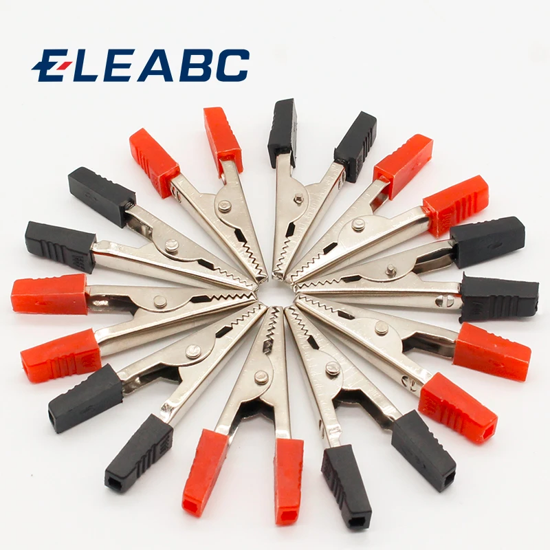 10Pcs 5cm Red + Black Electrical Tool Alligator Clips Battery Clip Crocodile Car Caravan Van Battery Test Lead Clips 50mm Alligator Clips