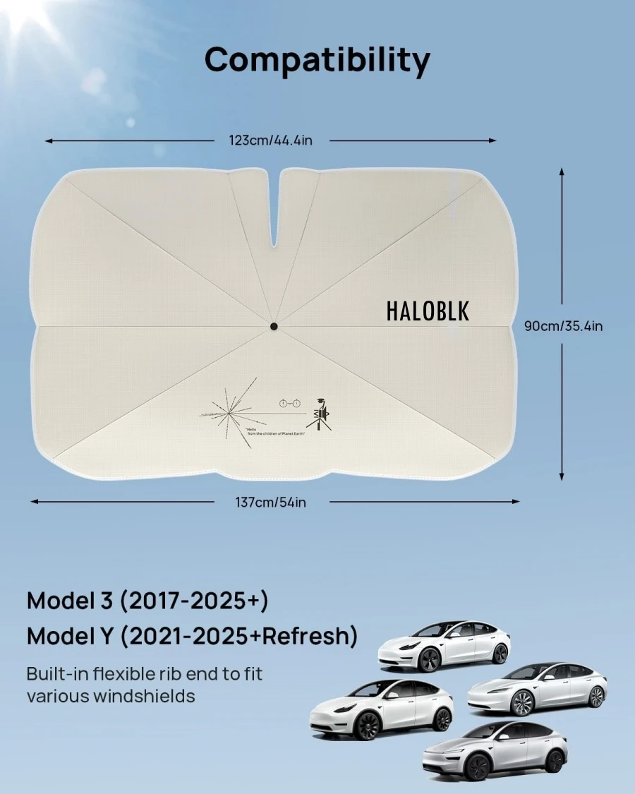 HALOBLK Windshield Sunshade Umbrella for All Tesla Model Y