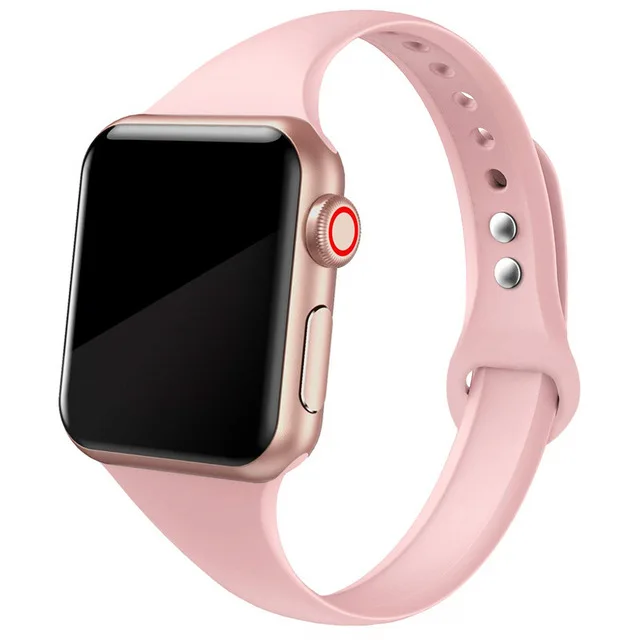 Silicone Strap for Apple Watch Band 44mm 40mm iwatch SE 6 5 Strap correa Narrow Slim bracelet applewatch band 5 6 se 3 38mm 40mm 12 Vintage rose