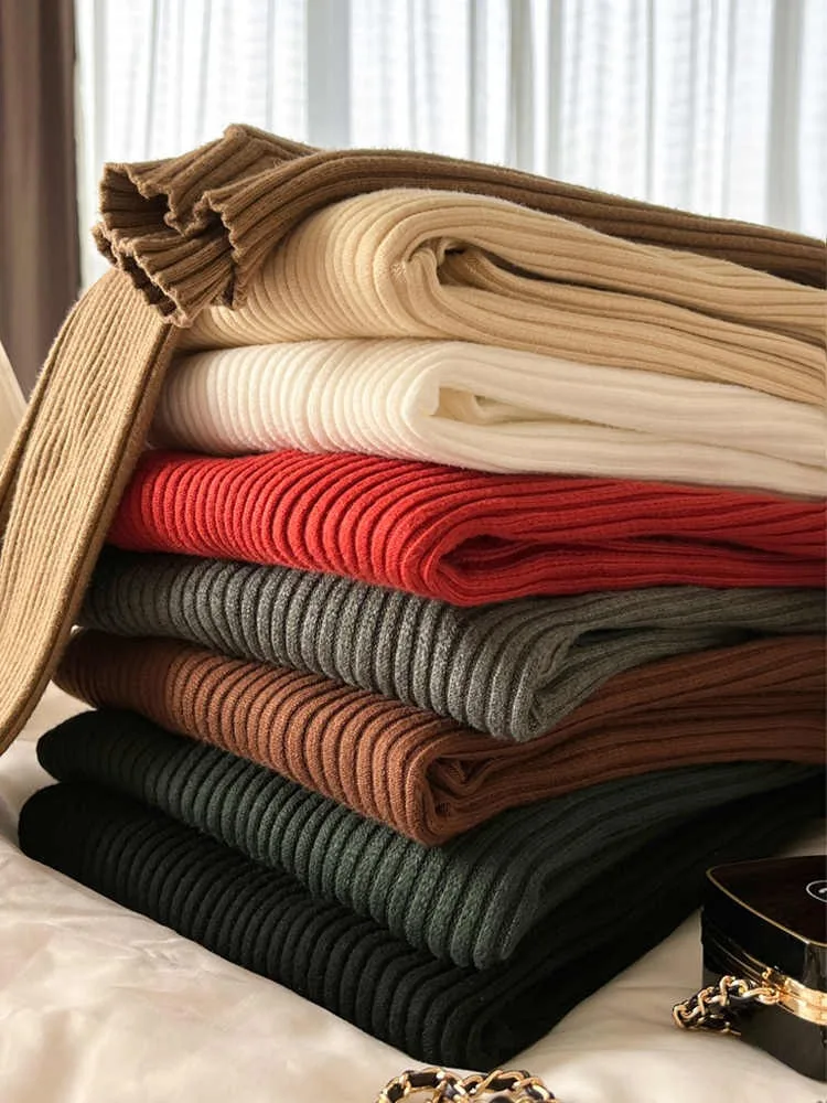 Autumn and Winter New Women's Semi-turtleneck Long-sleeved Sweater Solid Color Elegant Knitwear Thin Bottoming Shirt