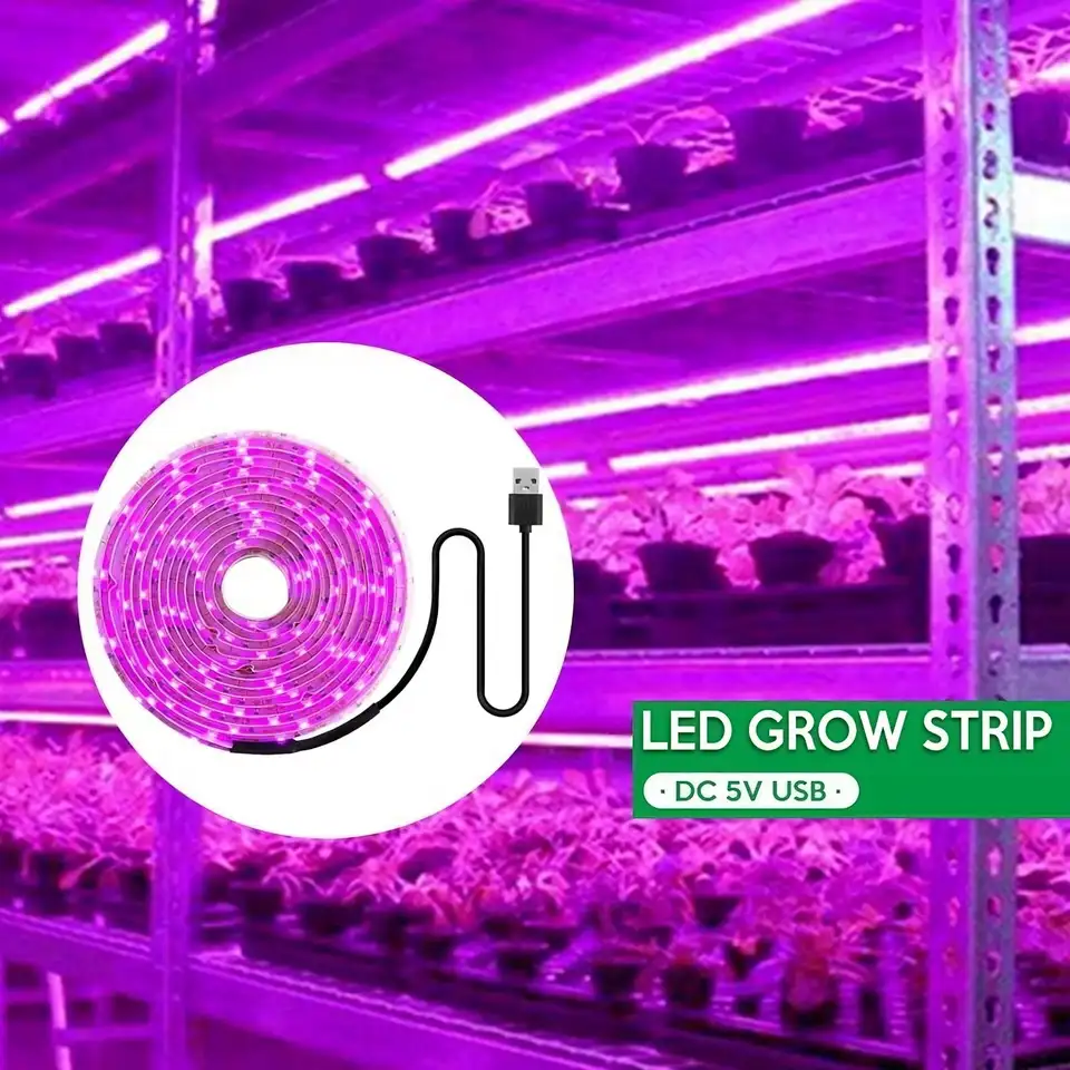 Simonedy LED Pianta Crescere Striscia Luce, Impermeabile Spettro Completo Crescente Lampada USB Crescente Luce Per Interni Acquario Serra Pianta Idroponica - 2