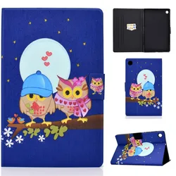 Kawaii Cartoon Folio Tablet Cover - Cute and Durable Case with Pen Holder for Matepad T10 9.7 inch (Couple owl)