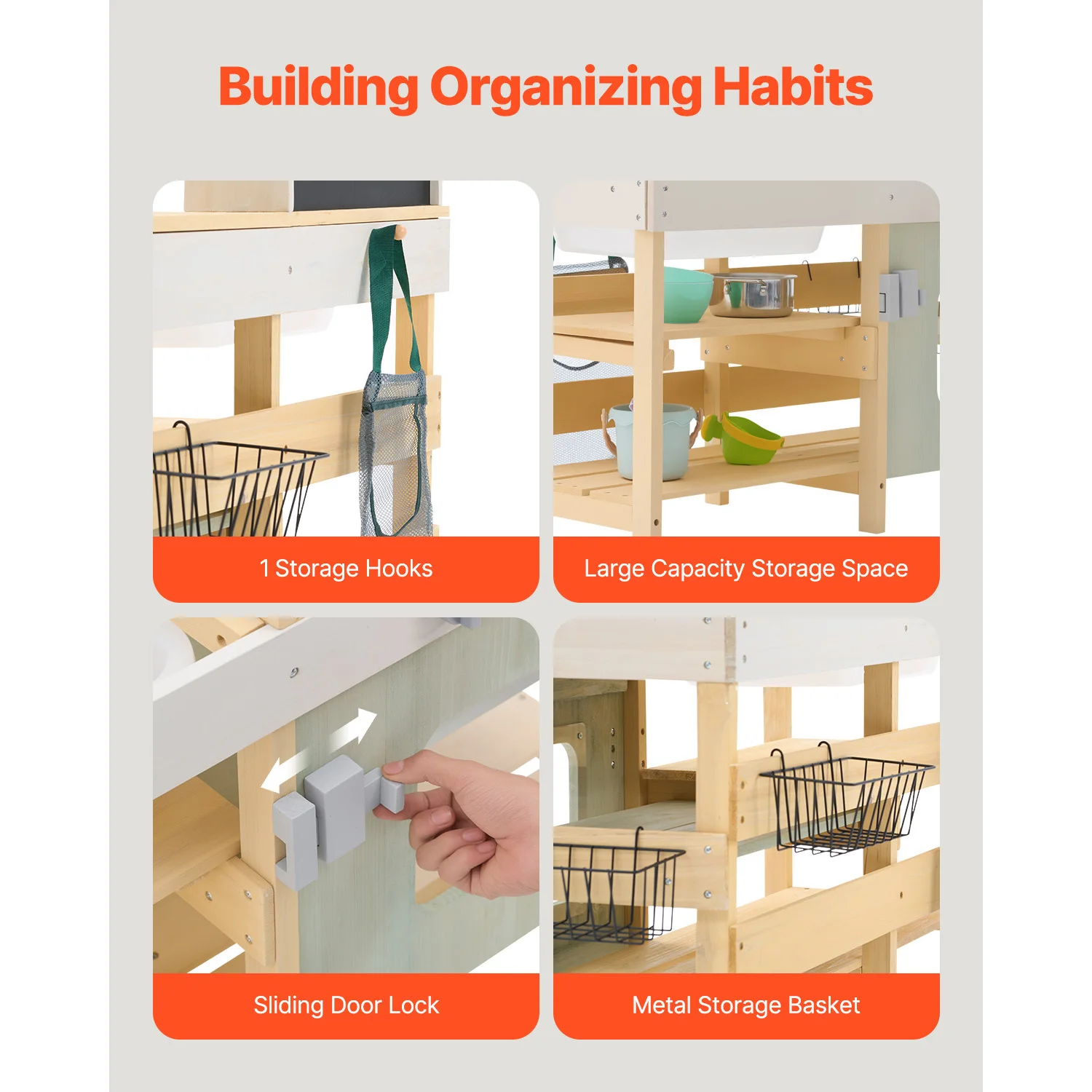 Wooden Outdoor Play Kitchen Set for Kids