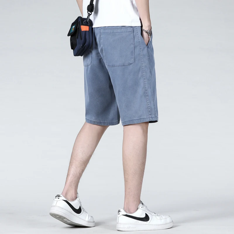 Mingyu Brand Summer Thin Soft Lyocell Fabric Denim Shorts Men Loose Drawstring Elastic Waist Grey Casual Short Large Size M-5XL