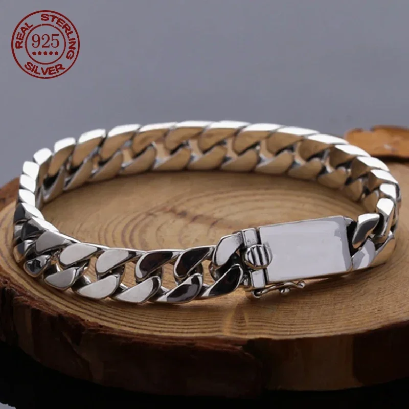 

Factory Price 100% S925 Sterling Silver Bracelet 8MM Punk S925 Silver Jewelry Never Fade Men Jewelry Gifts