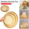 4 Size Hand-woven Bamboo Sieve Hand-painted Bamboo Raft Round Dustpan DIY Decorative Fruit Bread Basket Kitchen Storage Tray 3