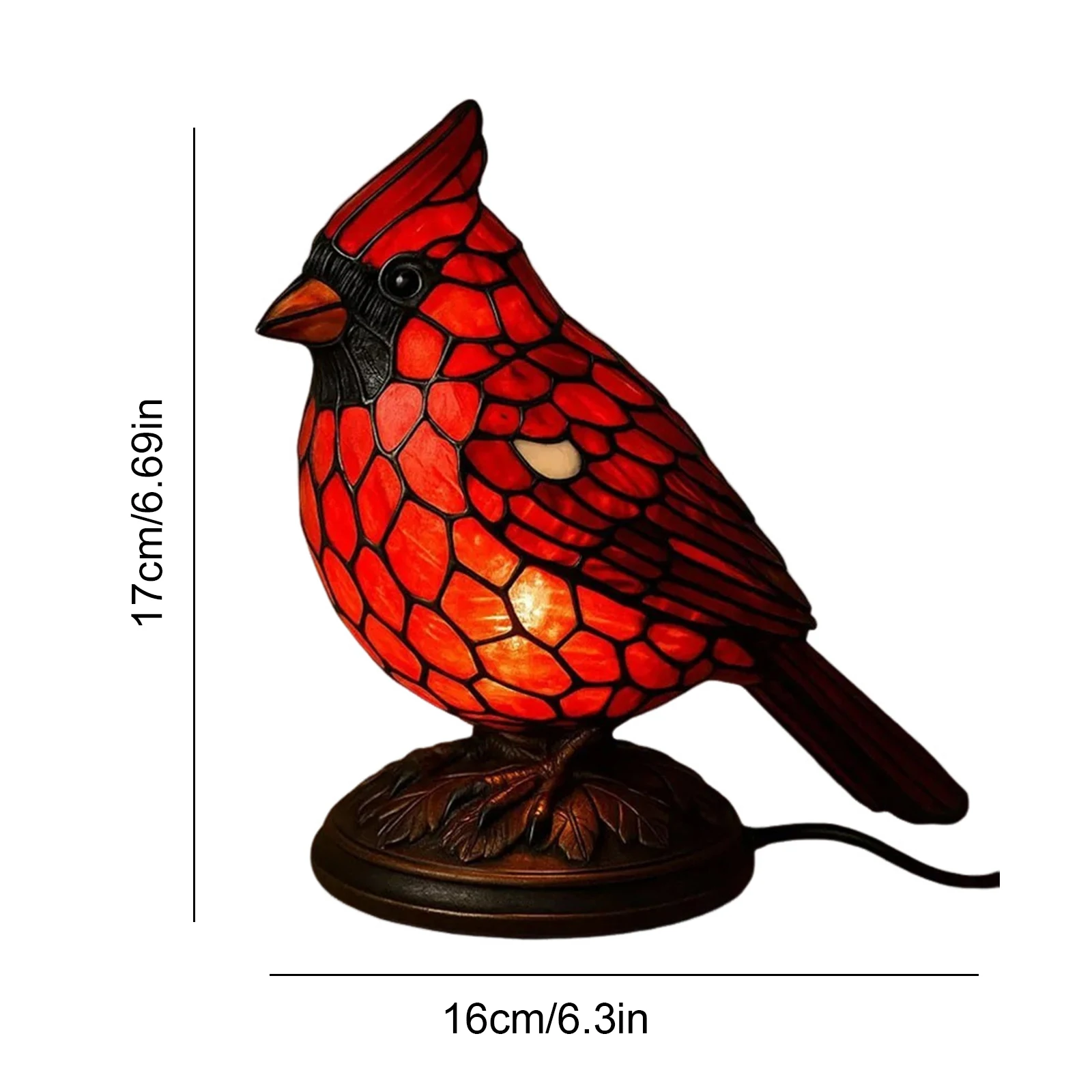 1/2Pcs Cardinal Table Lamp Christmas Resin Light Creative Red Bird Night Light Desktop Ornament for Living Room Christmas Decor