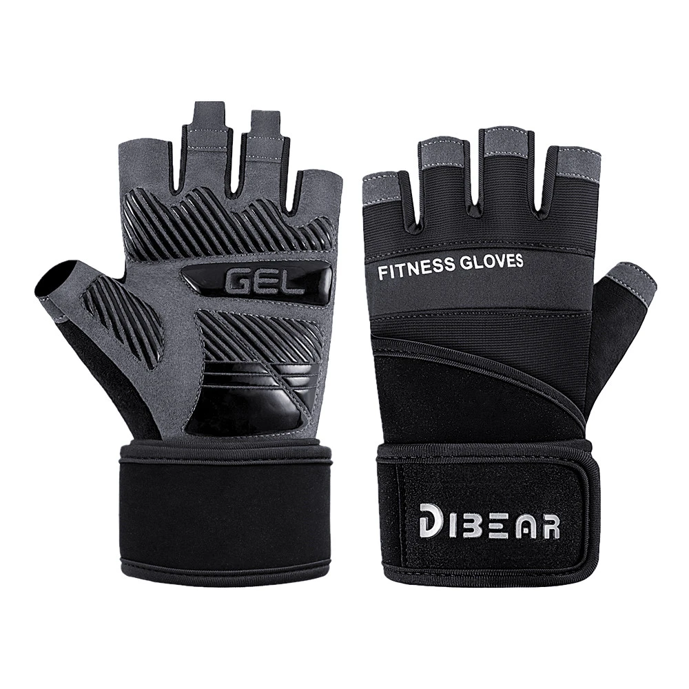Half Finger Bodybuilding Gym Gloves Weightlifting Dumbbell Training Anti-Slip Fitness Gloves Crossfit Workout Exercise For Man weight lifting gloves