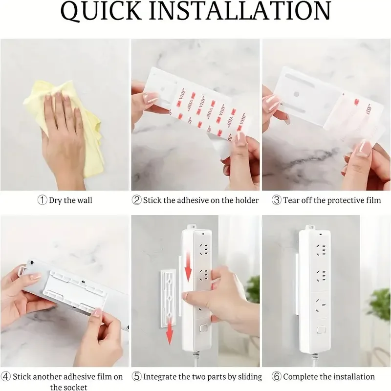 Socket Holder 1/3/6PCS Extension Cord Organizer No-Drill Self-Adhesive Kitchen Bathroom Office Bedroom Walls socket holder