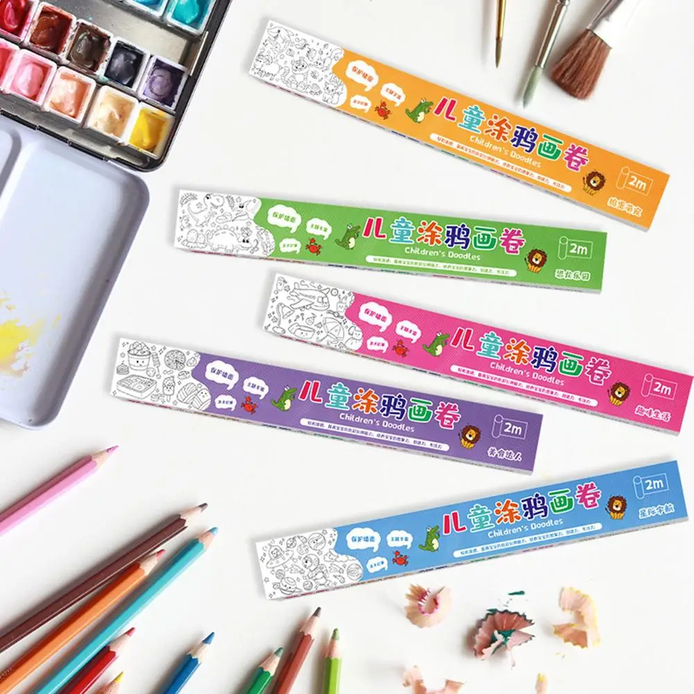 Children Coloring Paper Graffiti Scroll Animal Theme Coloring