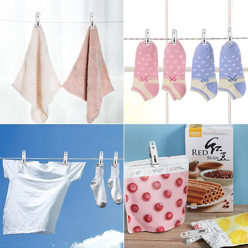 10/20Pcs Stainless Steel Clothes Pegs Washing Clips Household Sealing Clip Windproof Clips Hang Pins Metal Clips Clamps 2