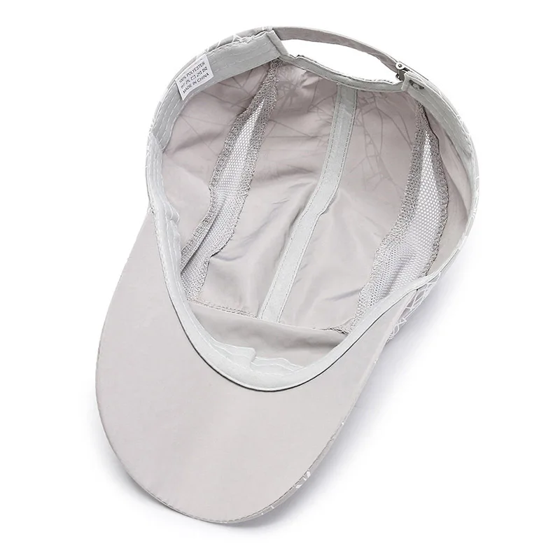 Men Women Summer Stripe Printing Thin Baseball Cap Sport Quick Drying Fishing Sunscreen Running Curved Brim Mesh Sun Hat B32