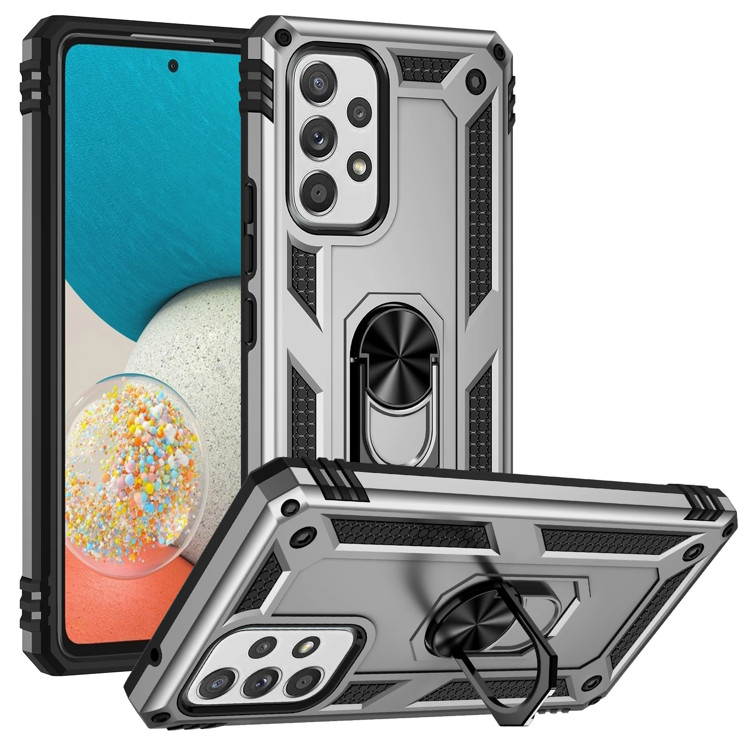 Armor Shockproof Case with Metal Car Ring Bumper Cover