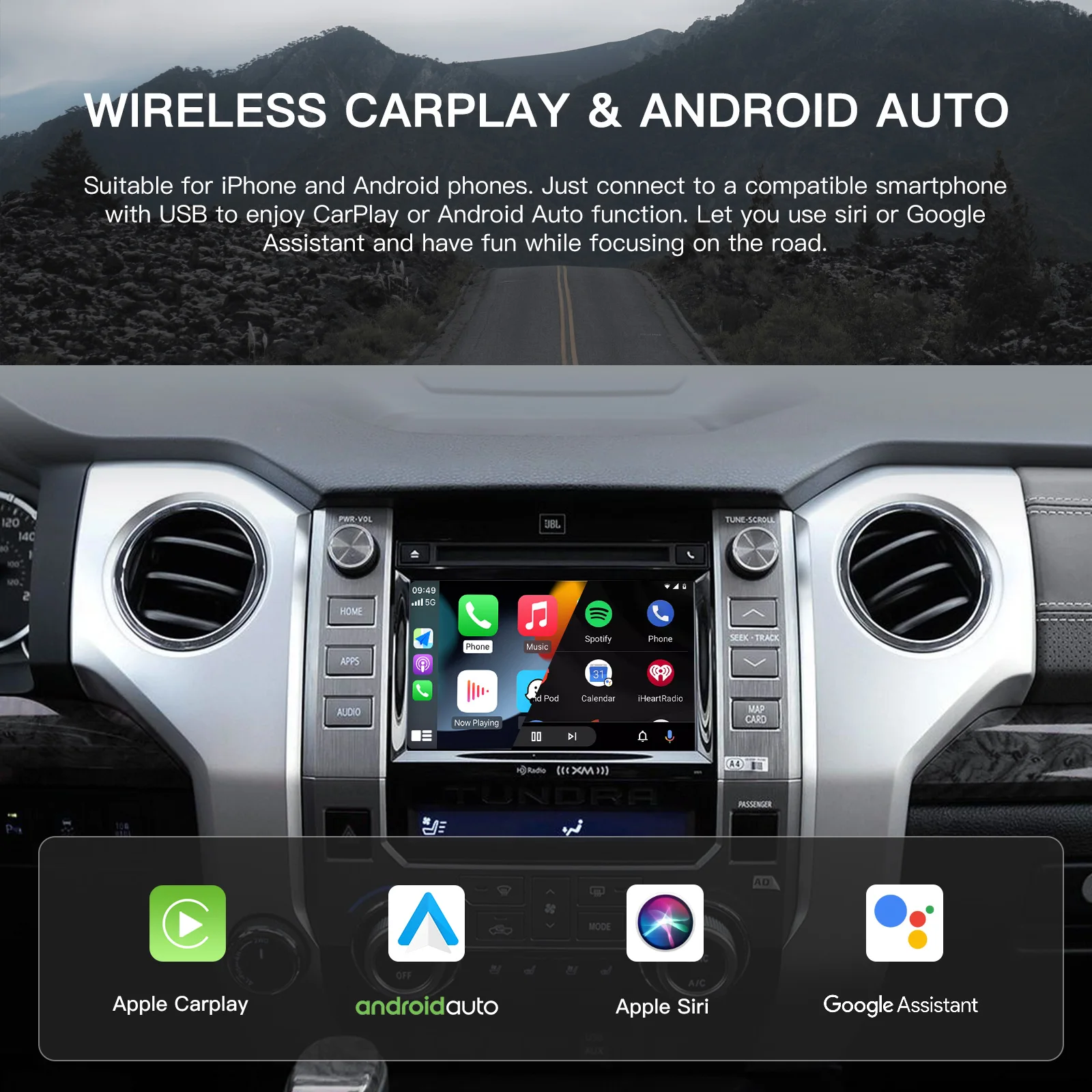 Bezdrátový Carplay pro Toyota 2014-2019 HIGHLANDER 4runner tundra RAV4 tacoma přistát curiser prado auris smrtící avalon Android auto dekodér