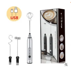 USB Rechargeable Handheld Milk Frother & Whisk Mixer (3 in 1 Silver)