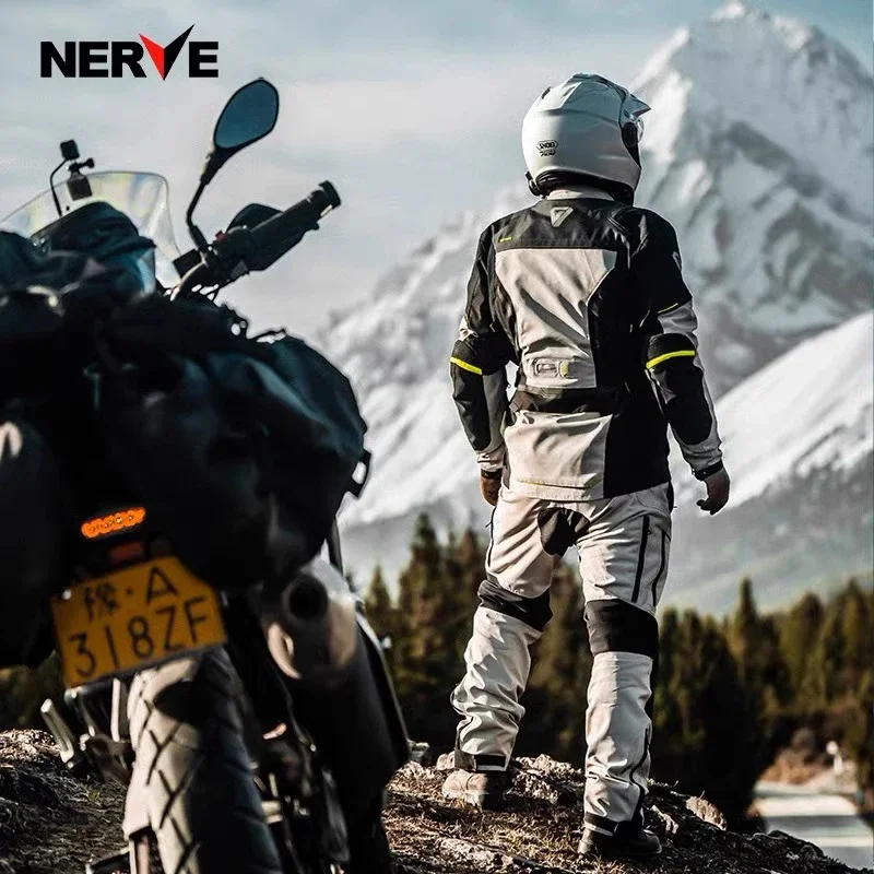 NERVE Motocross Riding Clothes Autumn Winter Warm Waterproof Motorcycle Jacket Pants Men CE Anti-fall Off Road Jacket Rally Suit